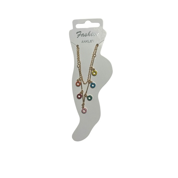 18k. Gold filled Multicolor Anklet - Picture 1 of 8
